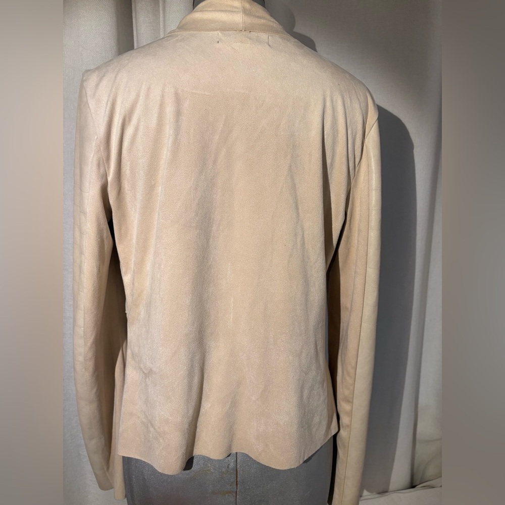Bagatelle  SOFT Faux Suede Waterfall Jacket w/ Faux Leather Sleeves Beige Small - Picture 5 of 11